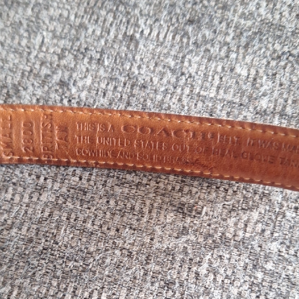Coach Tan Leather Belt with Embossed Logo
